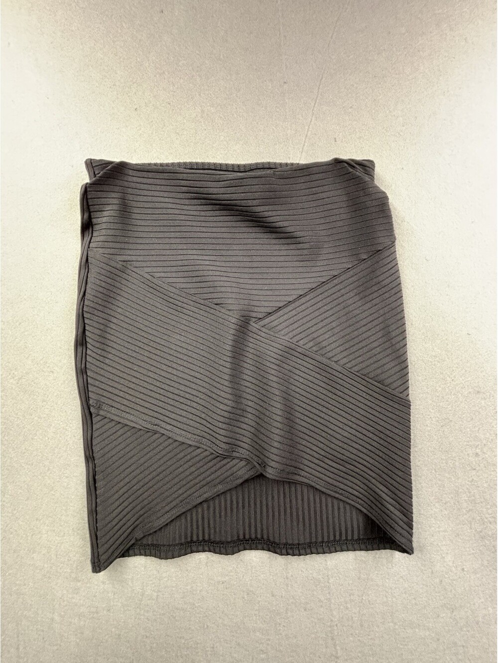 H&M Divided Crossover Ribbed Mini Skirt Black Asymmetrical Wrap Bodycon Size S